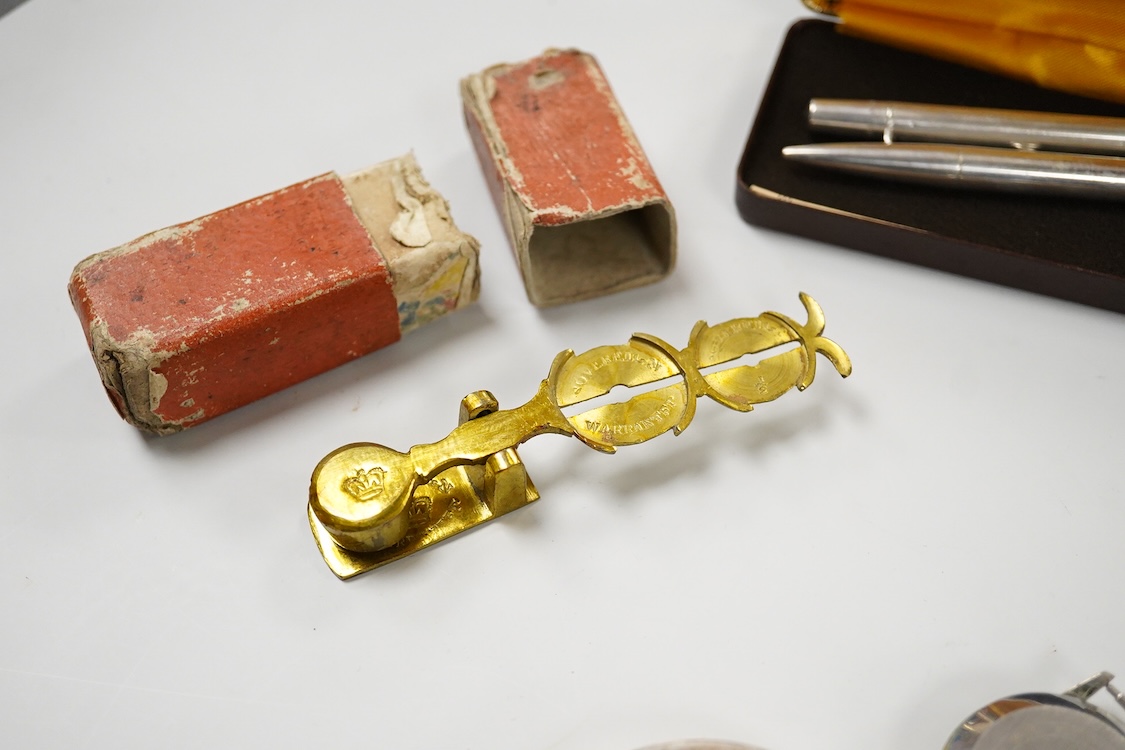 Sundry items to include a set of sovereign scales, various watches and two silver pencils